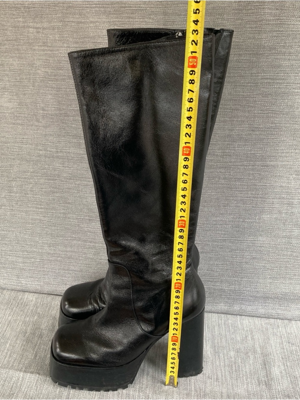 Classic Black Knee-High Platform Boots - Picture 7 of 8